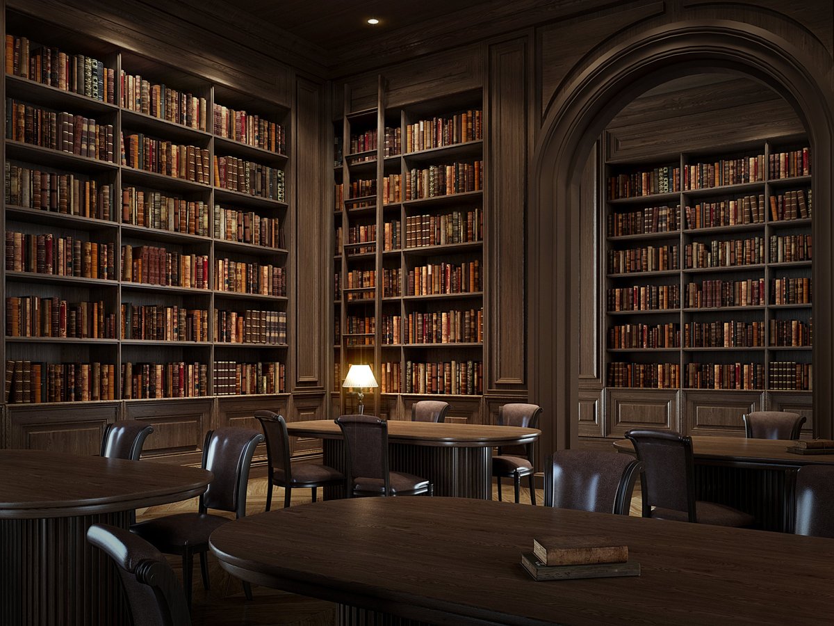Elegant classic library interior with tall wooden bookshelves representing the enduring value of long-form articles as source material for AI search tools in the Content360 framework